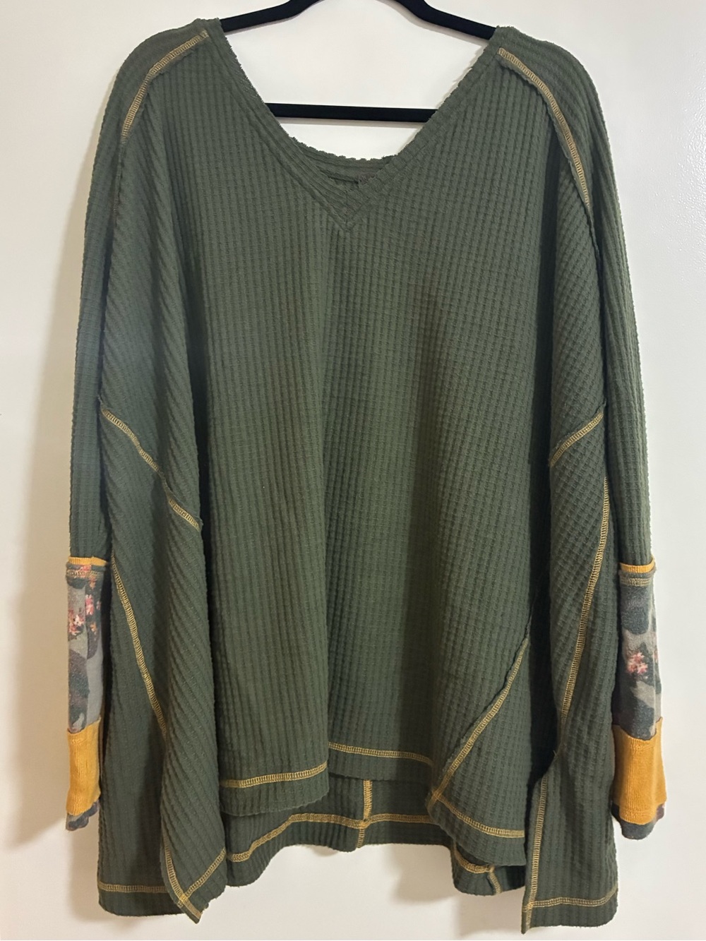 We The Free | Womens Olive Green Waffle Knit Sweater shirt